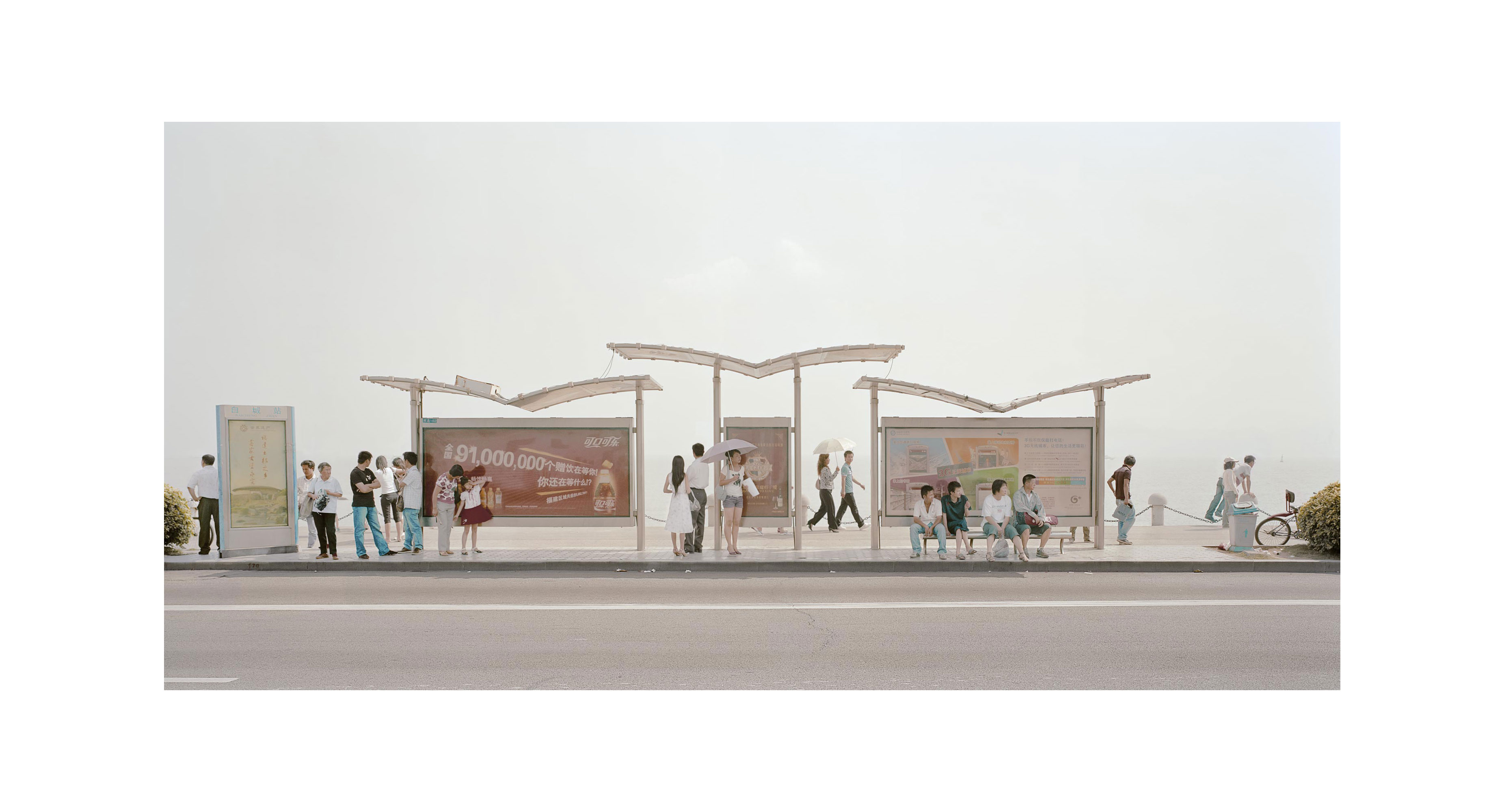 People waiting Busstop Architecture Xiamen China